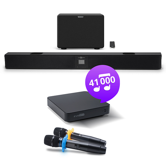 Караоке-комплект EVOBOX Plus с микрофонами и саундбаром Караоке-комплект EVOBOX Plus с микрофонами и саундбаром